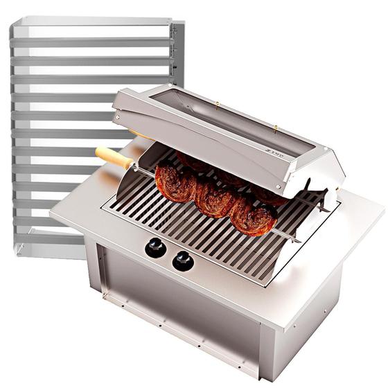 Churrasqueira Gás Grill Inox Embutir Bancada Grelha Uruguaia Menor preço em Churrasqueira Gás Grill Inox Embutir Bancada Grelha Uruguaia