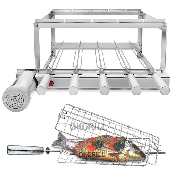 Churrasqueira Gira Grill Inox 5 Espetos + Grelha Peixe / Frango é boa?