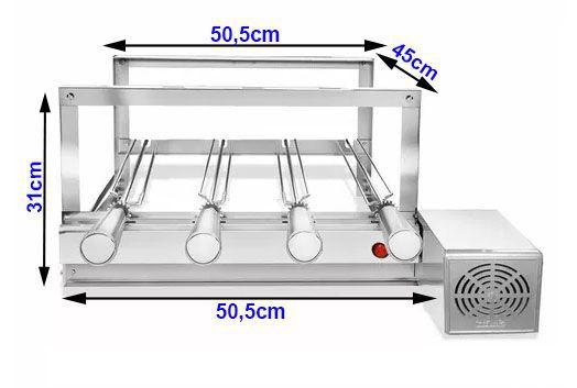 Churrasqueira Giratoria Grill Inox 4 Espetos Lado Direito Menor preço em Churrasqueira Giratoria Grill Inox 4 Espetos Lado Direito