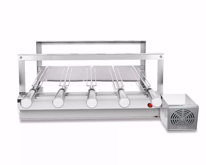 Churrasqueira Giratoria Grill Inox 5 Espetos Lado Direito Menor preço em Churrasqueira Giratoria Grill Inox 5 Espetos Lado Direito