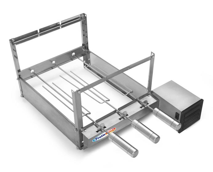 Imagem de Churrasqueira  Giratorio Inox 3 Espetos + 2 Grelhas Auxiliares - (motor lado direito)