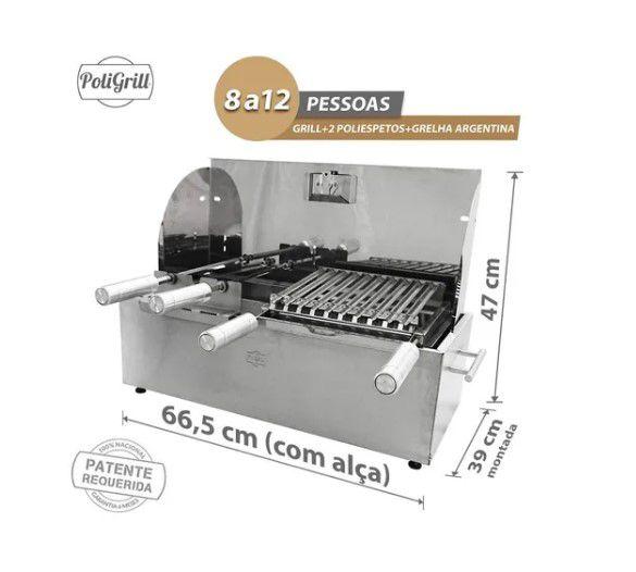 Churrasqueira Gourmet portátil Inox a Carvão c Grill Giratório + Grelha Argentina PoliGrill M3G3IC Menor preço em Churrasqueira Gourmet portátil Inox a Carvão c Grill Giratório + Grelha Argentina PoliGrill M3G3IC