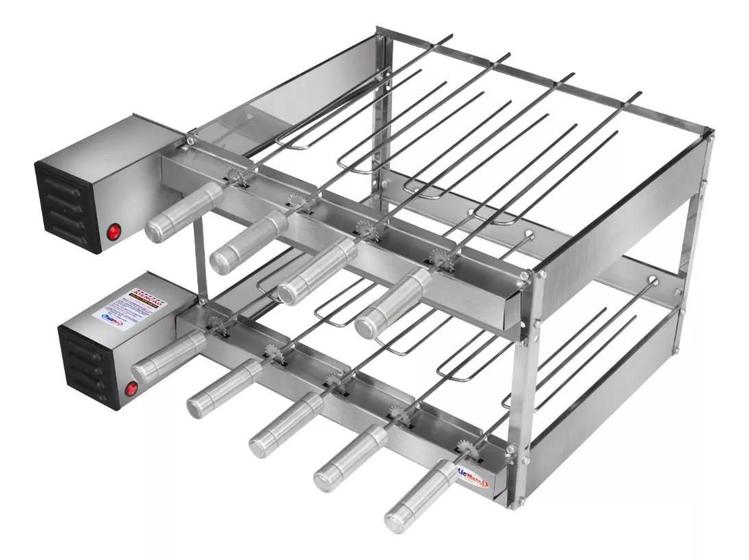 Imagem de Churrasqueira Grill Giratoria Dupla 9 Espetos Inox 2 Motores Bivolt Weg