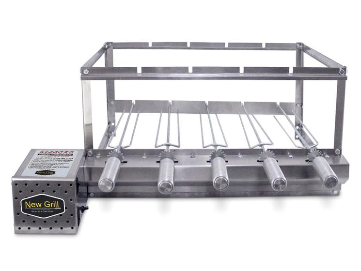 Churrasqueira Grill Giratória Inox, Com 5 Espetos Que Gira BIVOLT Menor preço em Churrasqueira Grill Giratória Inox, Com 5 Espetos Que Gira BIVOLT