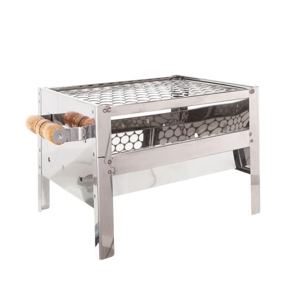Imagem de Churrasqueira Inox de Bancada Portátil com Grelha Ideal para Camping e Apartamentos