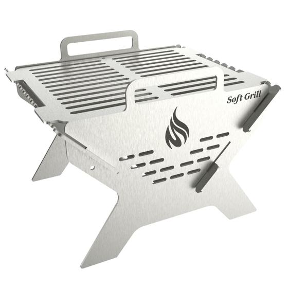 Imagem de Churrasqueira Maleta Portátil Camping Inox Carvão Soft Grill