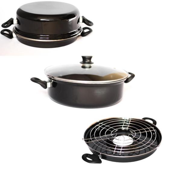 Imagem de Churrasqueira Multigrill Fogão 30Cm Preto 4 Peças Esmaltada