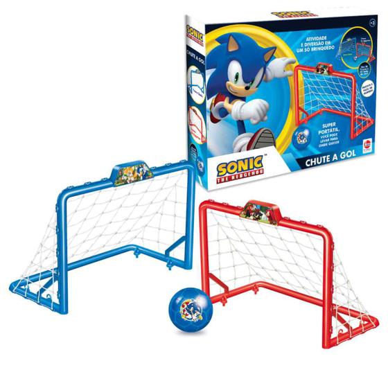 Imagem de Chute A Gol Sonic Original - Líder Brinquedos - Com 2 Traves 1 Bola - Golzinho Futebol Infantil