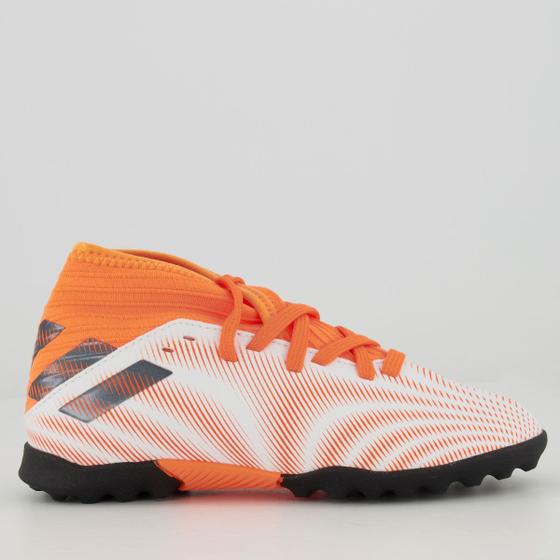 Chuteira Adidas Nemeziz 20.3 TF Society Juvenil Branca e Laranja - Chuteira  - Magazine Luiza