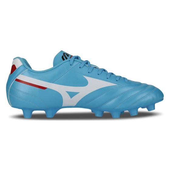Chuteira Campo Mizuno Morelia Club MD Azul Claro Branco Chuteira Magazine Luiza