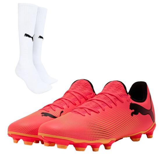 Imagem de Chuteira Campo Puma Future 7 Play + Meião Puma Branco