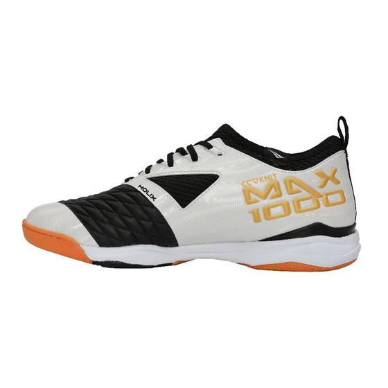 Imagem de Chuteira Futsal Penalty Max 1000 Ecoknit - Branco/Dourado/Preto