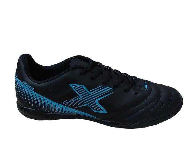 Imagem de Chuteira Indoor Futsal Oxn Track Fit Masculina PRETO/CIANO