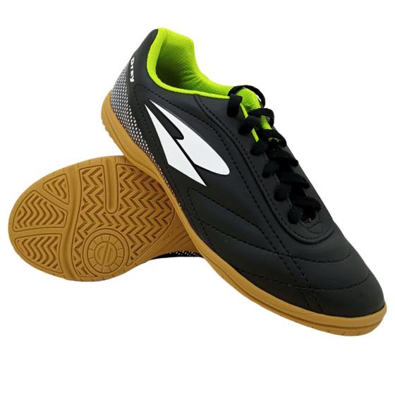 Imagem de Chuteira Indoor Quadra Dray Foorcy Futsal Macia E Confortável 318 Preto/Verde