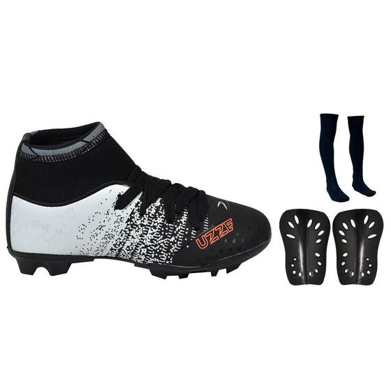 Chuteira Infantil Campo Botinha Cano Alto Gramado Travas Meião