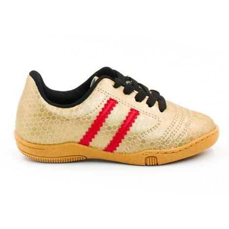 Chuteira Infantil Molekinho Dourado / Vermelho Menor preço em Chuteira Infantil Molekinho Dourado / Vermelho