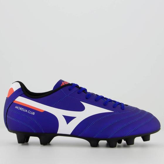 Chuteira Mizuno Morelia Club MD Campo Azul e Branca Chuteira Magazine Luiza