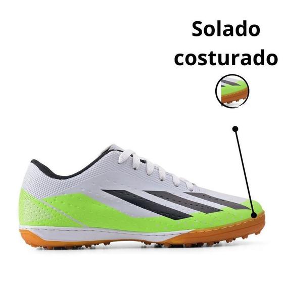 Chuteira Society Branca Grama sintetica/Futebol/Profissional/Aderente/Resistente/Lançamento Menor preço em Chuteira Society Branca Grama sintetica/Futebol/Profissional/Aderente/Resistente/Lançamento