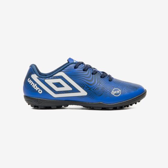 Imagem de Chuteira Society Umbro Orbit Infantil Cor: Azul E Branco - Tamanho: 36