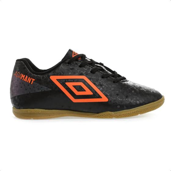 Imagem de Chuteira Umbro Futsal Adamant JR Preto e Laranja - Infantil