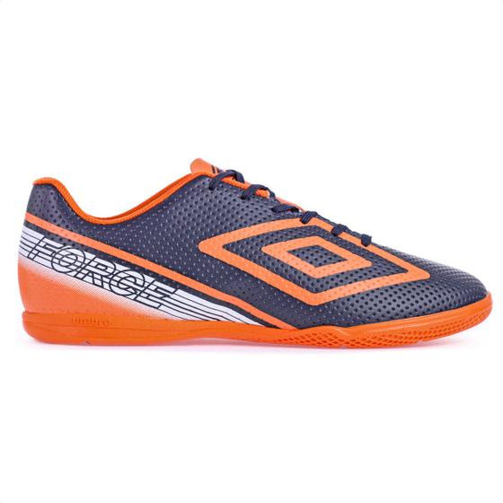 Imagem de Chuteira Umbro Futsal Force Marinho Laranja e Branco - Masculino