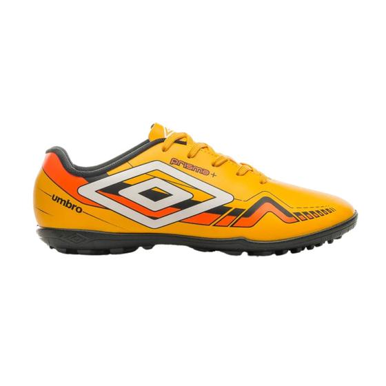 Imagem de Chuteira Umbro Prisma + Society Masculina Amarelo Branco Laranja