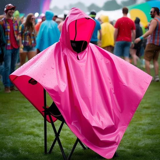 Imagem de Chuva Não É Problema Vá de Capa Rosa PVC e Arrase no Festival