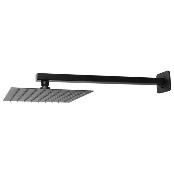 Imagem de Chuveiro Ducha 20x20 Preto Fosco Inox Com Braço 40 Cm 
