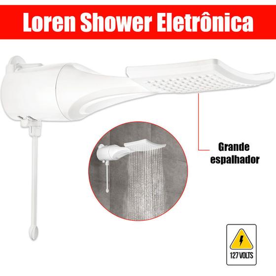 Imagem de Chuveiro Elétrico Grande e Quadrado Loren Shower Eletronico 127v 5500w