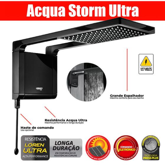 Imagem de Chuveiro Eletronico Moderno Luxo Black Acqua Storm Ultra 110v 5500w