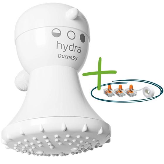 Imagem de Chuveiro Hydra SS 3T 5200W 220V Kit Conector Wago e Fita Veda Rosca Instalação Ducha 3 Temperaturas Duchinha