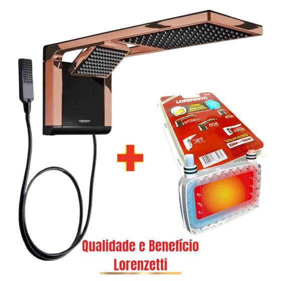 Imagem de Chuveiro Lorenzetti Acqua Duo Rose Gold Preto 7800w 220v Com Resistência Extra