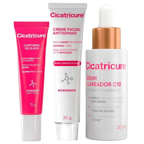 Imagem de Cicatricure Kit  Antissinais Facial + Rejuvenescedor para Olhos + Sérum Clareador