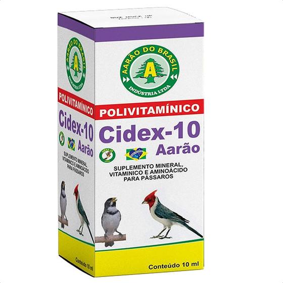 Imagem de Cidex 10 Aarão 10ml - Polivitamínico Para Pássaros E Aves