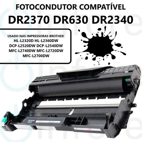 Cilindro Fotocondutor DR2340 DR630 P/ Hl2360 Hl2320 DCP-L2520 DCP-L2540 MFC-2740 MFC-2720 Compatível - PREMIUM Imagem de Cilindro Fotocondutor DR2340 DR630 P/ Hl2360 Hl2320 DCP-L2520 DCP-L2540 MFC-2740 MFC-2720 Compatível