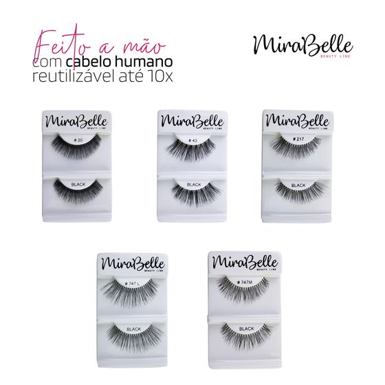 Imagem de Cílios Mirabelle Naturais Preto Feito a Mão - Kit com 5 unidades