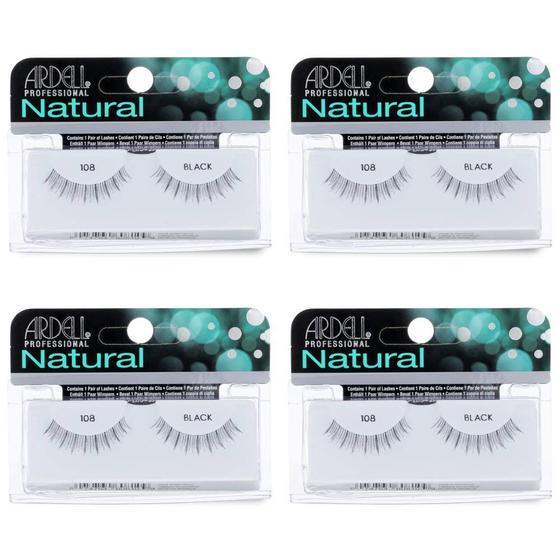 Imagem de Cílios postiços Ardell Natural Lashes 108 Black (pacote com 4)