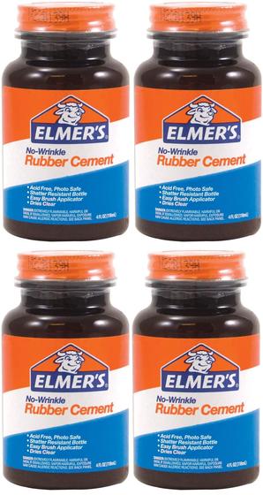 Imagem de Cimento de Borracha Elmer's No-Wrinkle Clear com Pincel - 4 Unidades de 120ml (4oz)