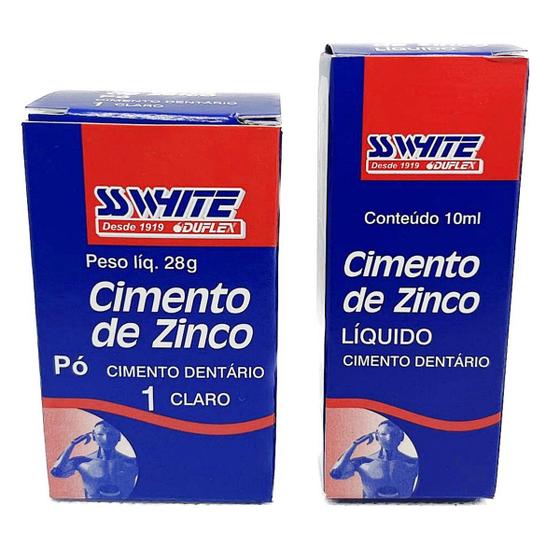 Imagem de Cimento de Zinco SSWHITE Kit pó 28g + líquido 10ml Restauração Pivô Coroa
