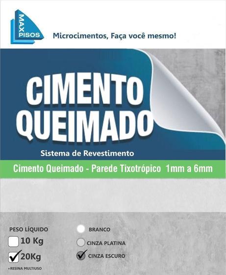 Imagem de Cimento Queimado Parede Max Pisos Cinca Escuro 20Kg