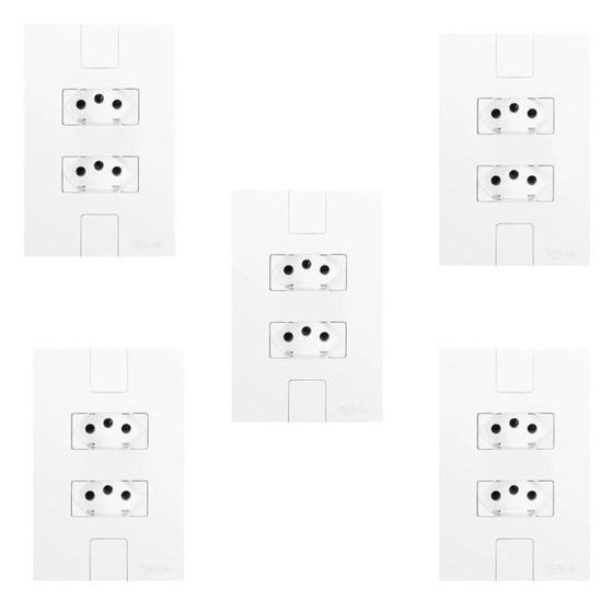 Imagem de Cinco Conjuntos com 2 Tomadas 2p+t 20a 250v, Modular, com Placa 4x2