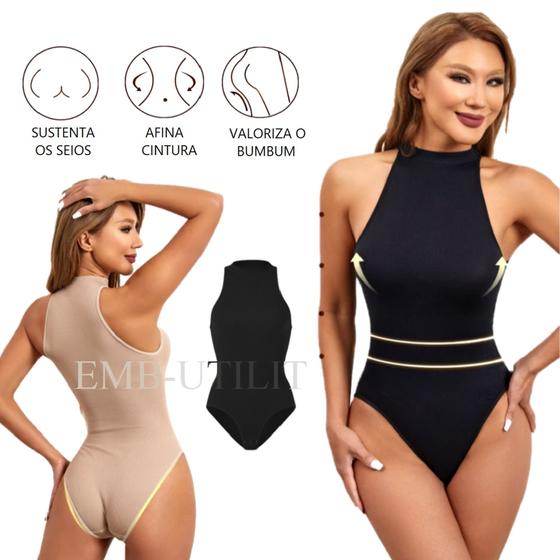 Cinta Body Modelador Afina Cintura Collant Gola Alta Elástico Realça ...