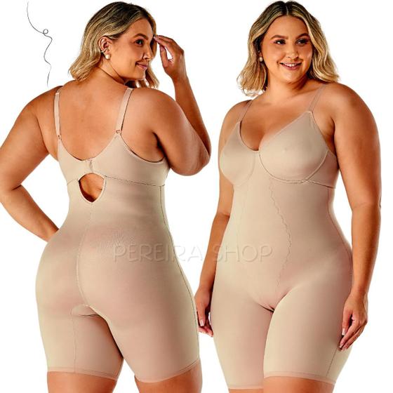 Imagem de Cinta Body Modelador Macaquinho Plus Size Com Perna Sem Bojo 350725
