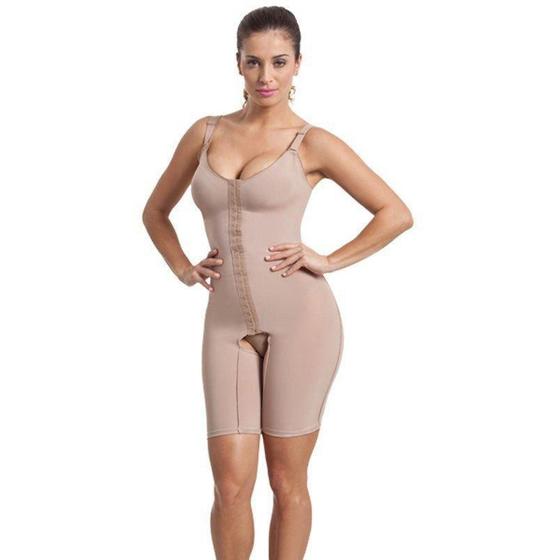 Imagem de Cinta body Modelador  pós cirúrgico compressão macaquinho com perna Esbelt - Chocolate - P