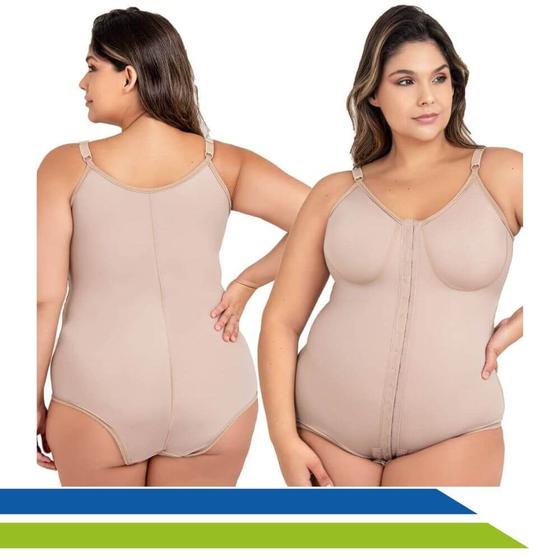 Imagem de Cinta Body Plus Size com Alças, Colchetes Frontais e Reforço Abdômen New Form 60602