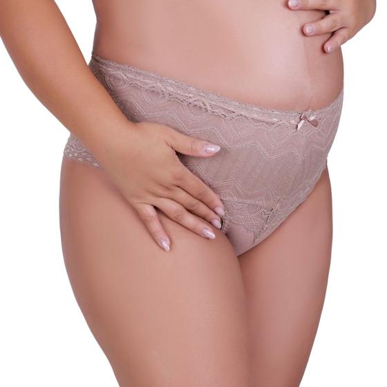Imagem de Cinta de Algodão com Detalhe em Renda Calcinha Cós Alto Modeladora - c3 KAREN