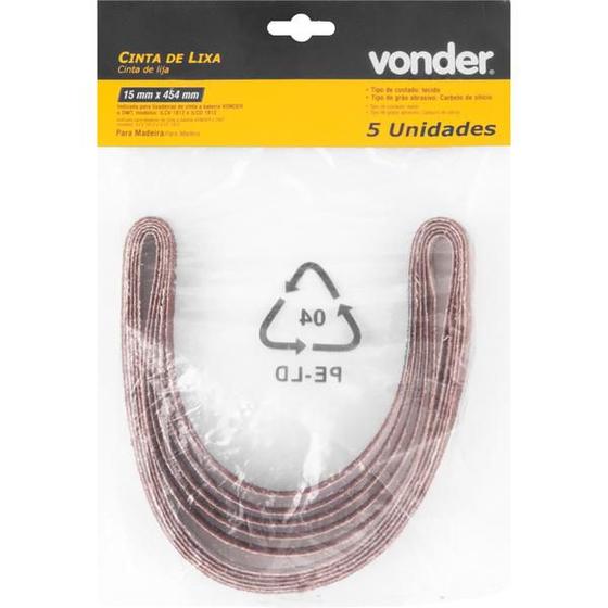 Imagem de Cinta Lixa 15x454mm G80 com 05 peças - Vonder