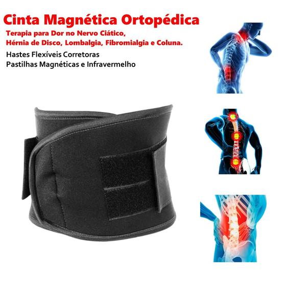 Cinta Magnética Terapia P/ Dor Hérnia De Disco Fibromialgia Aoyama Cinta para Coluna