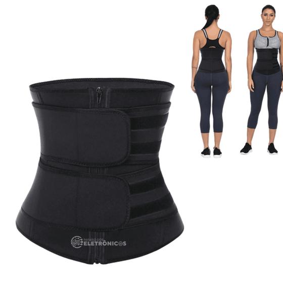 Cinta Mega Modeladora Feminina Afina Cintura Correção De Postura Preto