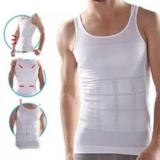 Imagem de Cinta Modeladora Abdominal Masculina Slim Camisa Camiseta Compressão Regata Academia 0289